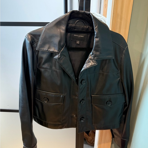 Banana Republic Factory Black Bomber Jacket Sleek Silhouette - Picture 1 of 2